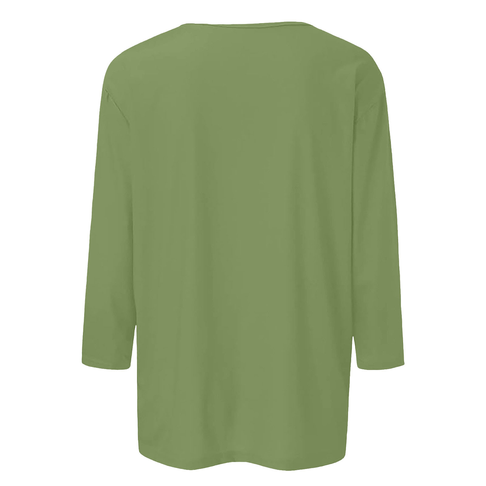 thumbnail image 5 of Camiseta básica de verano informal de color liso con cuello en V para mujer - Poliéster, manga 3/4, aberturas laterales - S-XXL, 5 of 5